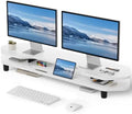 AFOOYO 2 Tier Dual Monitor Stand Riser,Wider Board Computer Monitor Stand for 2 Monitors,Slot For Phone/Tablet Office Desktop Organizer for Laptop,PC,Computer,Printer,White by AFOOYO