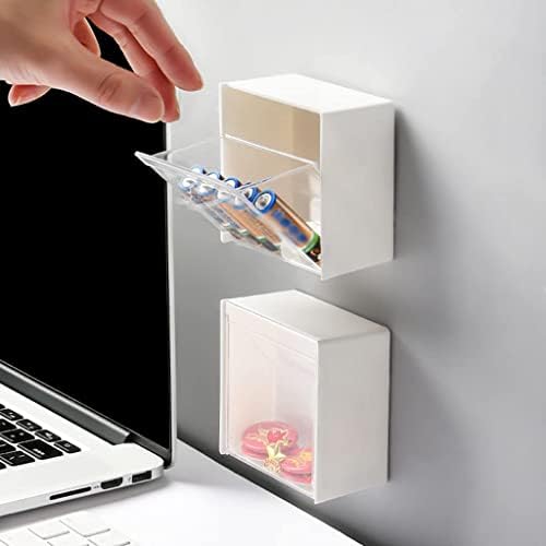 Wall-mounted Clamshell Storage Box, Clamshell Storage Box Mount Wall, Wall Mounted Cotton Swab Holder, Convenient Wall Mounted Clamshell Design Plastic Cotton Swab Storage Holder (8pcs) - Image 3