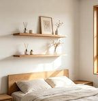 36 Inch Rustic Wood Floating Shelves Farmhouse Wooden Wall Shelves for Bathroom Bedroom Living Room Kitchen Office Set of 4 Light Brown - Image 3