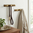 Goo-Ki Antique Brass Coat Rack Wall Mount, Heavy Duty Zinc Wall Mounted Coat Hooks with Escutcheon Backplate, Vintage Hat and Towel Hanger Rail for Entryway, Bathroom and Mudroom (3 Hooks) - Image 4