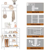 GiftGo Modern White Large 5-Tier Hall Tree Entryway Wooden Shoes Rack Shelf Coat Rack with Movable 9 Metal Hooks Storage Organizer for Home Office Bedroom Mudroom Living Room - Image 7