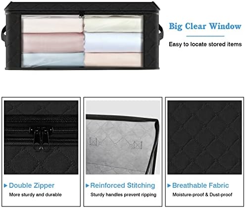 HomeHacks 8-Pack Clothes Organizer Storage Bags, 35L Storage Bins, Black - Image 3