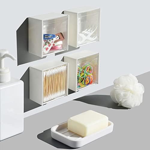 Wall-mounted Clamshell Storage Box, Clamshell Storage Box Mount Wall, Wall Mounted Cotton Swab Holder, Convenient Wall Mounted Clamshell Design Plastic Cotton Swab Storage Holder (8pcs) - Image 2