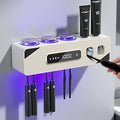 Automatic Toothpaste Dispenser,Rechargeable Toothbrush Holders for Bathrooms,3 Cups Electric Toothbrush Holder Wall Mounted with Toothpaste Dispenser Bathroom Decor (White) by Wekity