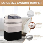 80L Large Cotton Rope Laundry Basket for Bedroom & Laundry Room, Tall Clothes Hamper with Sturdy Handles, Neutral Storage Bin Capable of Holding Blankets and Toys - Image 3