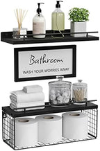 WOPITUES Floating Shelves for Bathroom Decor Art, Modern Black by WOPITUESOfficial