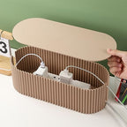 Cable Management Box Large Cable Organizer Box for Power Strips, Surge Protectors, Chargers, Adapters, TV Computer Wires Cable Hider Organizer Box with Cable Ties，Clip Holders - Khaki - Image 4
