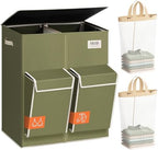 SOLEDI 180L Double Laundry Hamper with Lid and 2 Side Pockets, Dual Hamper by SOLEDI