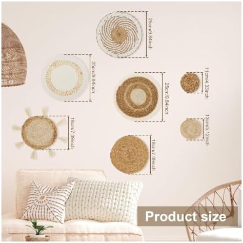 Boho Wall Art Decor Woven Basket Seagrass Hanging Farmhouse Room Set - Image 5