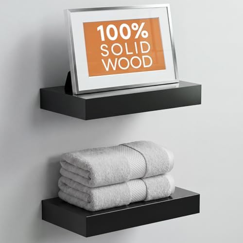 Homeforia 12 Inch Floating Shelves, High-End Solid Pine Wood, Set of 3 by Homeforia