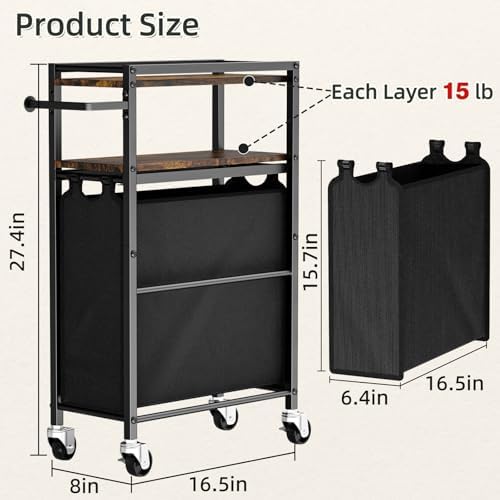 Toilet Paper Holder with Storage Bag & Wheels - Freestanding Bathroom Organizer Holds 9 Rolls for Small Spaces, Essentials Storage Beside Toilet-Brown - Image 2