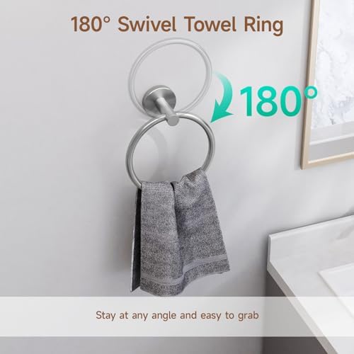 USHOWER 8PCS Brushed Nickel Bathroom Hardware Set, 18-Inch Towel Bar Set - Image 5