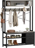 Hall Tree with Bench and Hooks, 39.4" Shoe and Coat Rack Entryway Organizer by Lulive