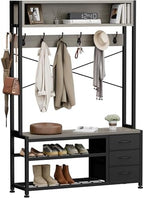 Hall Tree with Bench and Hooks, 39.4" Shoe and Coat Rack Entryway Organizer by Lulive