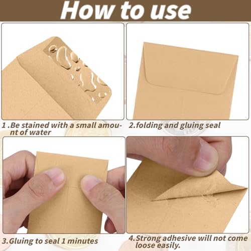 1500 Pack Small Coin Envelopes 2.25x 3.5in Brown Kraft Small Cash Envelopes Mini Key Envelopes with Gummed Flap for Home and Office Use - Image 3
