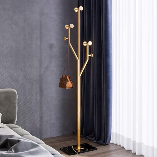 Gold Coat rack,Sturdy coat tree freestanding heavy duty with Marble Base,Metal standing coat rack for Bedroom,Entrance,Modern coat hanger stand for Coats,Hats,Bags(gold) - Image 4