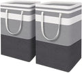 HomeHacks 2-Pack Large Laundry Basket, Waterproof, Freestanding Laundry Hamper, Collapsible Tall Clothes Hamper with Extended Handles for Clothes Toys in the Dorm and Family Gradient Grey, 88L by HomeHacks