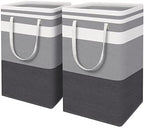 HomeHacks 2-Pack Large Laundry Basket, Waterproof, Freestanding Laundry Hamper, Collapsible Tall Clothes Hamper with Extended Handles for Clothes Toys in the Dorm and Family Gradient Grey, 88L by HomeHacks