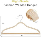 TOPIA HANGER Sleek Wooden Hangers with Non-Slip Rubber Grips, Sweater Hangers No Shoulder Bump, Lightweight Clothes Hangers 30-Pack, 360° Swivel Hook and Pants Bar-CT63N30 - Image 2