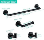 Matte Black Bathroom Hardware Accessories Set 4 Pieces,18 Inch Towel Bar,Toilet Paper Holder,Towel Hooks,SUS 304 Stainless Steel Wall Mounted Bathroom Towel Bar Set,SE96018S-4MB - Image 2