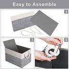 Fab totes Storage Bins 6-Pack, Foldable Storage Baskets for Organizing Toys, Books, Shelves, Closet, Large Storage Box with Rope Handles, Sturdy Organizer Bins, White & Grey - Image 5