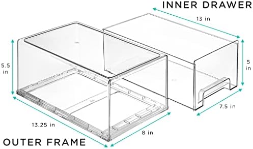 Sorbus Clear Stackable Storage Drawers with Pull-Out Bins (Large, 6 Pack) - Image 3