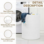 CLHMILY&Z Laundry Hamper Round Storage Rope Basket in Living Room, Bedroom, Laundry Room for Toy, Clothes, Blanket, Pillow (White, 80L) - Image 6