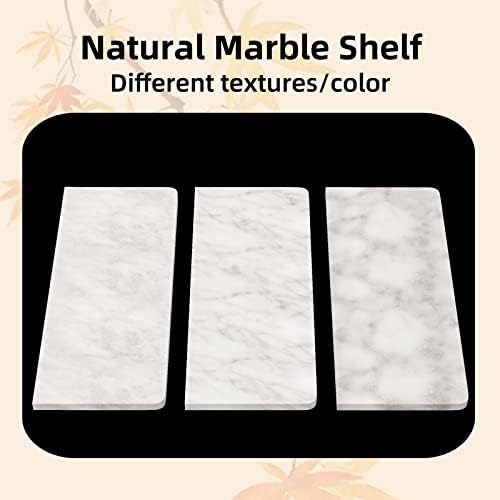 Gypie Brushed Gold Toilet Paper Holder with Marble Shelf, Double Rolls - Image 4