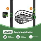 HAMITOR Shower Caddy Tension Pole: Rustproof Quick Install Standing Corner Bathroom Organizer Shelf on Floor for Renters - 4-Tier Large Capacity Storage Rack with Soap Holder for Apartment -Black - Image 6