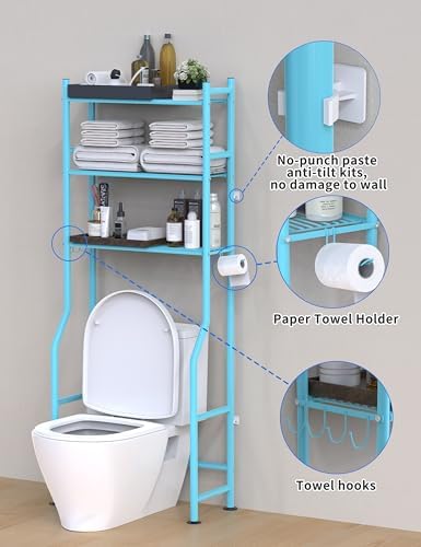 Livilord 3-Tier Over Toilet Storage, Anti-Tip, Blue - Image 5
