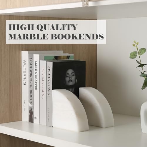 Karibiber Marble Bookend for Shelves, Non-Skid Bookends for Heavy Books, Heavy Duty Book Stopper for CDs, Luxury Book Shelf Holder, Quarter Circle Design Book Ends Decorative, Namib Fantasy, Set of 2 - Image 6