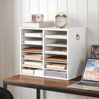 HOOBRO Literature Organizers, 12 Compartments Office Mailbox with Adjustable Shelves, Wood Countertop Literature Sorter for Office, Home, Classroom, Mailrooms Organization White WT12WF01 - Image 3