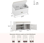 HOMEFORT 30" Shoe Bench with Lift Top Storage, Entryway Bench with Cushioned Seat, Wooden End of Bed Bench, Shoe Cabinet Bench with Hidden Storage Space, for Bedroom, Hallway,White - Image 3
