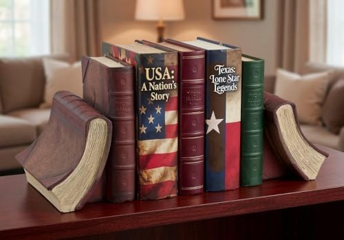 Bellaa Decorative Bookends Vintage Books Ends Retro Old World Farmhouse Country Cottage Bookshelf Library Home Decor 7 inch Antiques 23509 - Image 3