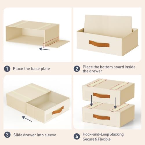 DIMJ Underwear Drawer Organizer, Stackable Bra Organizer for Closet, 3 Pack, Beige - Image 5