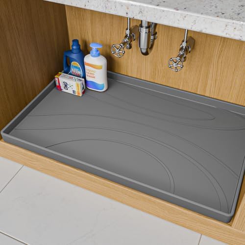 Under Sink Mat 28" x 22", Silicone Under Sink Liner for Kitchen and Bathroom, Waterproof Cabinet Protector Drip Tray, Protects Cabinets from Leaks and Spills by Unknown