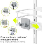 Orimade Over The Door Shower Caddy Adjustable 3 Tier White,Bathroom Hanging Organizer Shelf Rustproof with 4 Hooks,Shower Basket with Soap Holder and Suction Cup - Image 7
