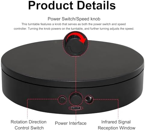 Motorized Rotating Display Stand with Remote, 7.87in 360 Electric Turntable for Display,Photography,3D Scanner Models, Motorized Lazy Susan and Photography Turntable Control Angle/Speed,Step/Swing/Continuous Rotation - Image 4