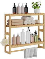 RRX Bathroom Shelf Storage Organizer, Shelf 3-Tier Adjustable Layer, Beige by RRXHome