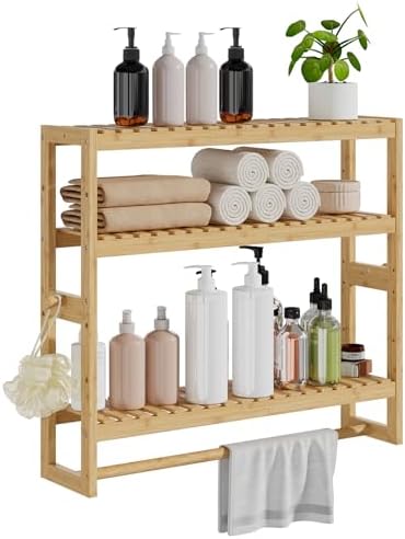 RRX Bathroom Shelf Storage Organizer, Shelf 3-Tier Adjustable Layer, Beige by RRXHome