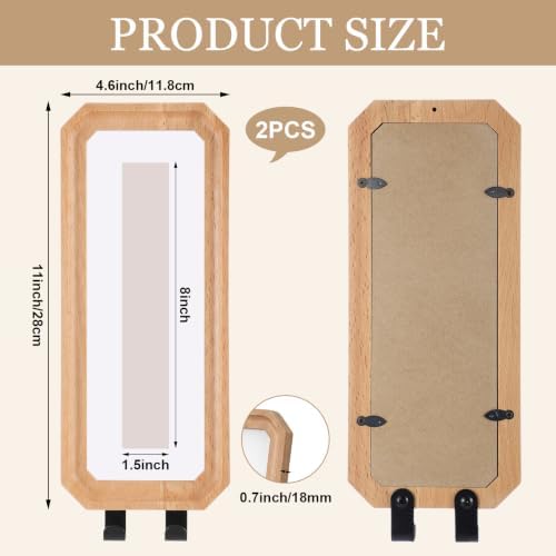 Marsui 2 Set Solid Oak Photobooth Strip Frame with Key Hooks Wall-mounted Photo Frame Fits 1.5 x 8 Inch Photo Strips, for Home Wall Wedding Graduation Decor - Image 2
