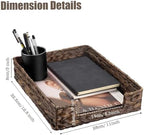 Set of 2 Water Hyacinth Letter Tray for A4 File Desk Mail Letter-Size Paper, Basket Woven Organizer, Magazine Files Storage, Office Document Organizer and Storage, Coffee - Image 2