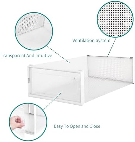 8-Piece Boot and Shoe Storage Box, Stackable Clear Plastic Shoe Box, Space-Saving Shoe Organizer for Boots, Sneakers, and High Heels, Clear - Image 5