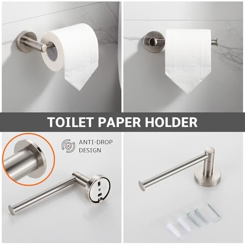 BGL Bathroom Accessory Set,4-Piece Brushed Nickel Towel Racks for Bathroom, 24 Inches Towel Bar, Towel Ring, Toilet Paper Holder & Robe Hook, Wall Mounted - Image 4