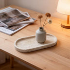 Oval Travertine Tray 4.8 in x 9.8 in for Bathroom Dresser Countertop Organizer, Natural Marble Vanity Tray for Perfume, Candles, Ring, Decorative Jewelry Dish - Image 5