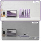SUPEASY Desk Organizers Metal Desk Magazine File Holder with 5 Vertical Compartments Rack File Organizer for Office Desktop, Classroom, Home Workspace, Purple - Image 5