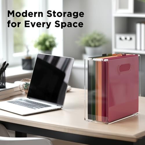 File Organizer for Desk - This Acrylic Storage Box is great for Office Organization - Its Modern Acrylic Magazine Holder makes a Great Gift for Home/Work Space - Image 2