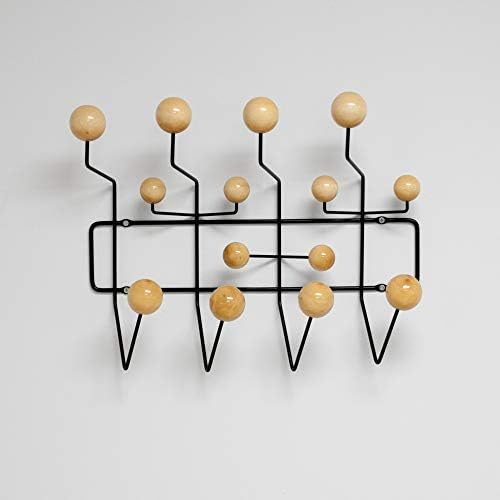 Mod Made Mid Century Modern Bubble Wall Mounted Coat Rack, Wood Color Ball Black Frame - Image 2