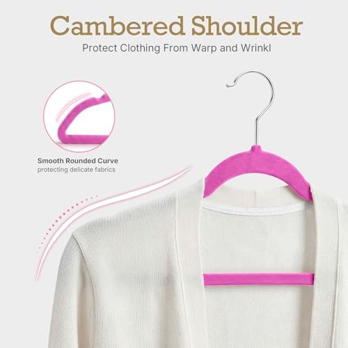 HOUSE DAY Rosy Red Velvet Hangers 60 Pack, Premium Non Slip Clothes Hanger - Image 6