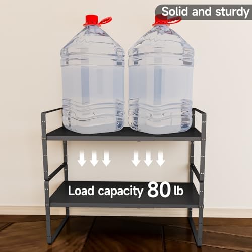 2pcs Expandable Cabinet Shelf Organizer, 16.5"~27''L, Black - Image 3